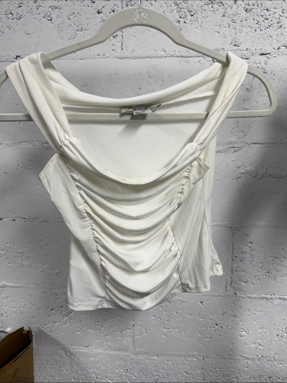 Ruched White Tank Top - Women's White Sleeveless Top URBAN OUTFITTERS - Medium